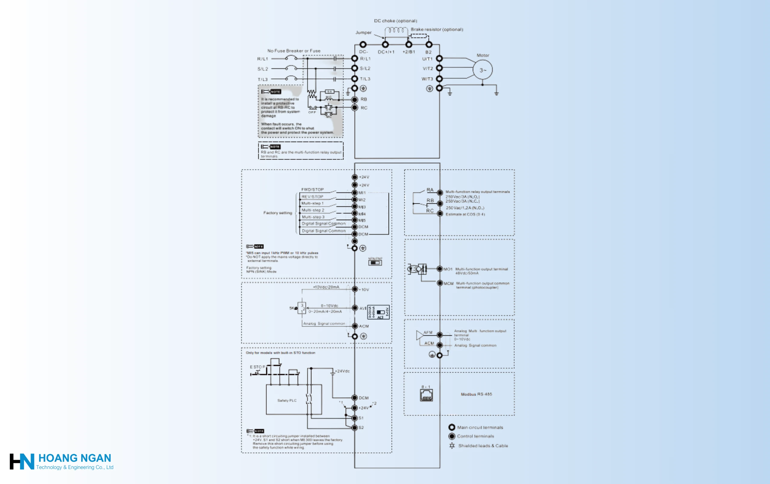 Sơ đồ đấu nối biến tần Delta ME300
