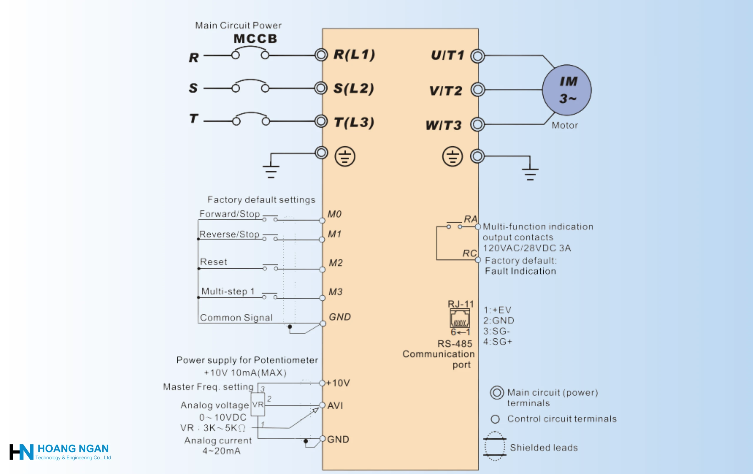 Sơ đồ đấu dây biến tần Delta VFD L